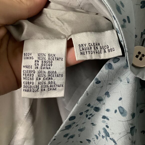 Vtg Rena Rowan Floral 100% Silk Blazer Jacket Size 14 Lined Button Front Blue - Picture 4 of 7